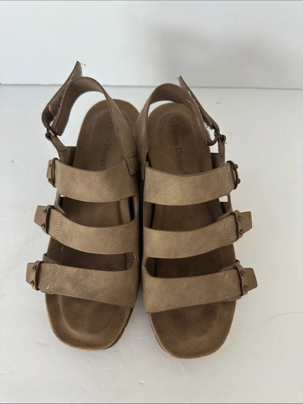 Pierre Dumas Women's Suede Wedge Sandals Taupe 8